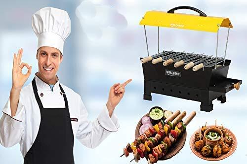 Wellberg Electric & Charcoal BBQ Grill | Tandoor Portable charcoal Barbecue | Stainless Steel Grill | - WELLBERG