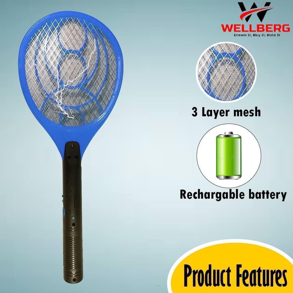 WELLBERG Zerowatt Mosquito Racket with LED Light Rechargeable , Handheld for Insect Killer - WELLBERG