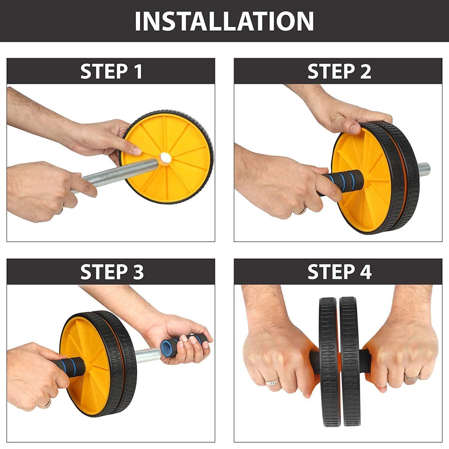 Wellberg Abs Roller Exercise Equipment, Wheel With Knee Mat for Home Gym, Machine Workout, Fitness, Exercise, Muscle Growth & Physical Therapy for Men & Women - WELLBERG