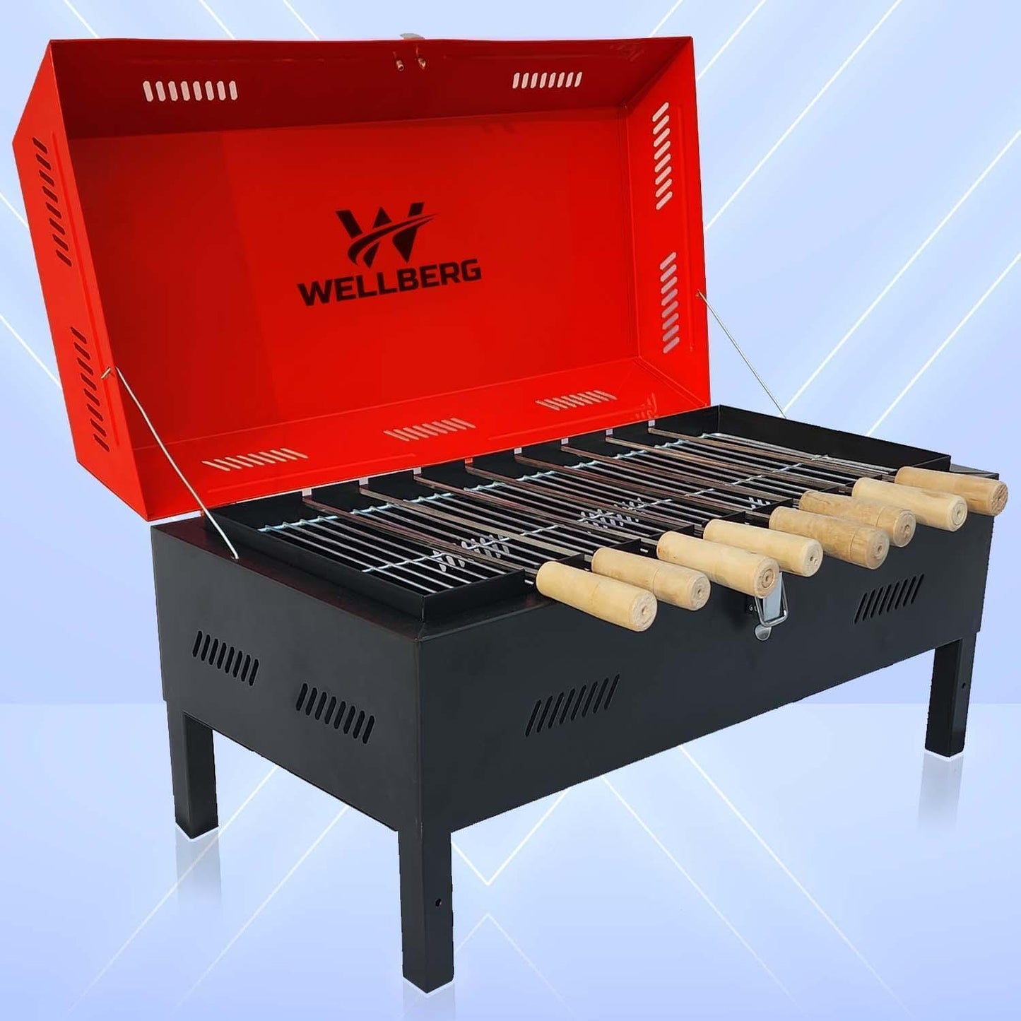 Wellberg Premium Xl Charcoal Barbeque Grill With Lid - WELLBERG