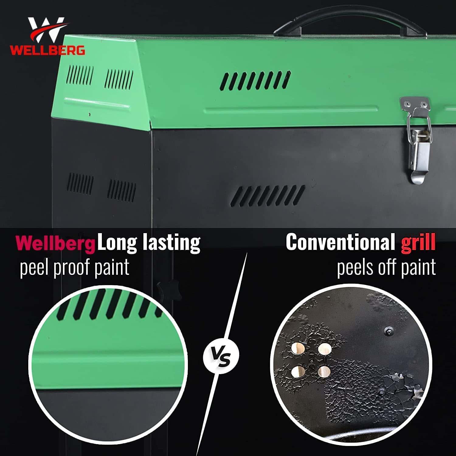 Wellberg Premium Xl Charcoal Barbeque Grill With Lid - WELLBERG