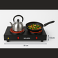 Wellberg Electric Double Burner Stove 2000W | Dual Heating Plate with Rocker Switch & Light Indicator | Compact & Portable Cooktop for Home Use