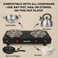 Wellberg Electric Double Burner Stove 2000W | Dual Heating Plate with Rocker Switch & Light Indicator | Compact & Portable Cooktop for Home Use