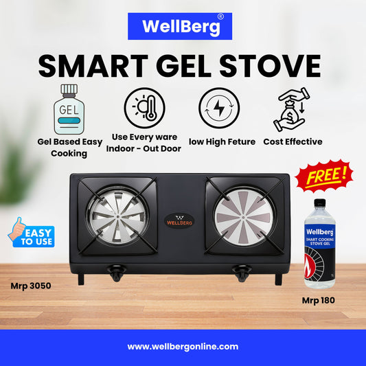 Wellberg Smart Gel Cooking Stove Double – India’s First Gel-Based Cooking Solution Free 1 Liter Gel