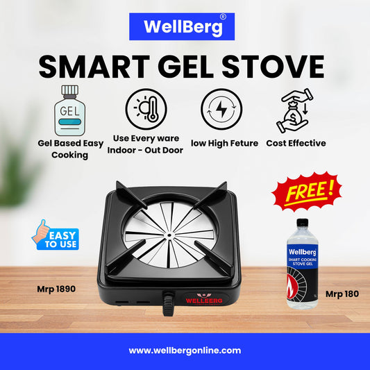 Wellberg Smart Gel Cooking Stove Single  – India’s First Gel-Based Cooking Solution With Free 1 Liter GEL