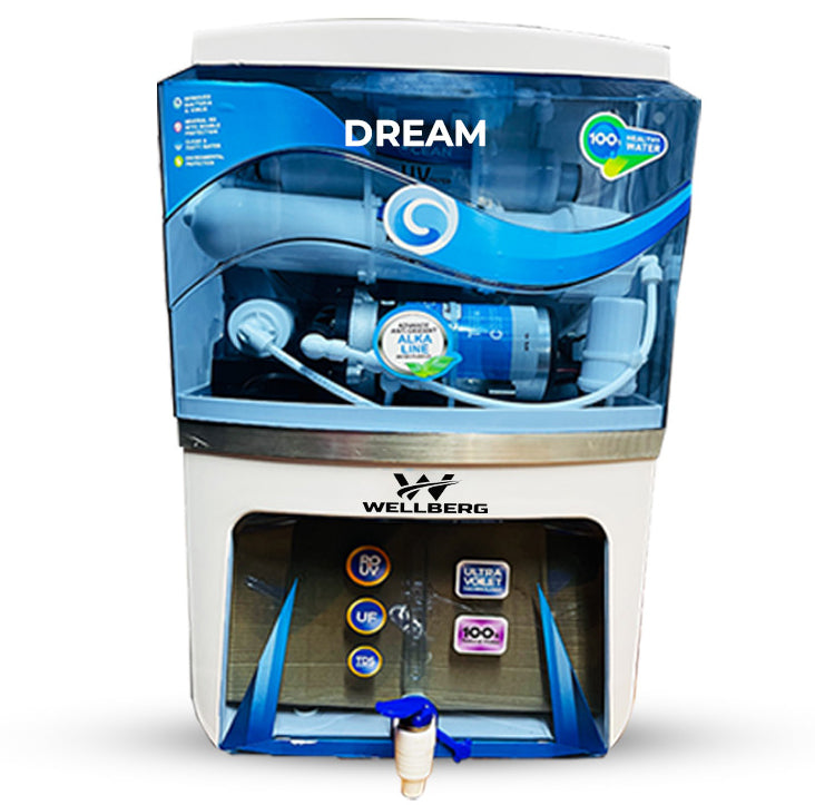 WELLBERG DREAM Water Purifier With 8-Stages Purifications RO+UV+UF+TDS Adjuster, Fully Automatic And Advanced Filtration, Best For Home and Office Suitable for borewell,tanker,municipal water