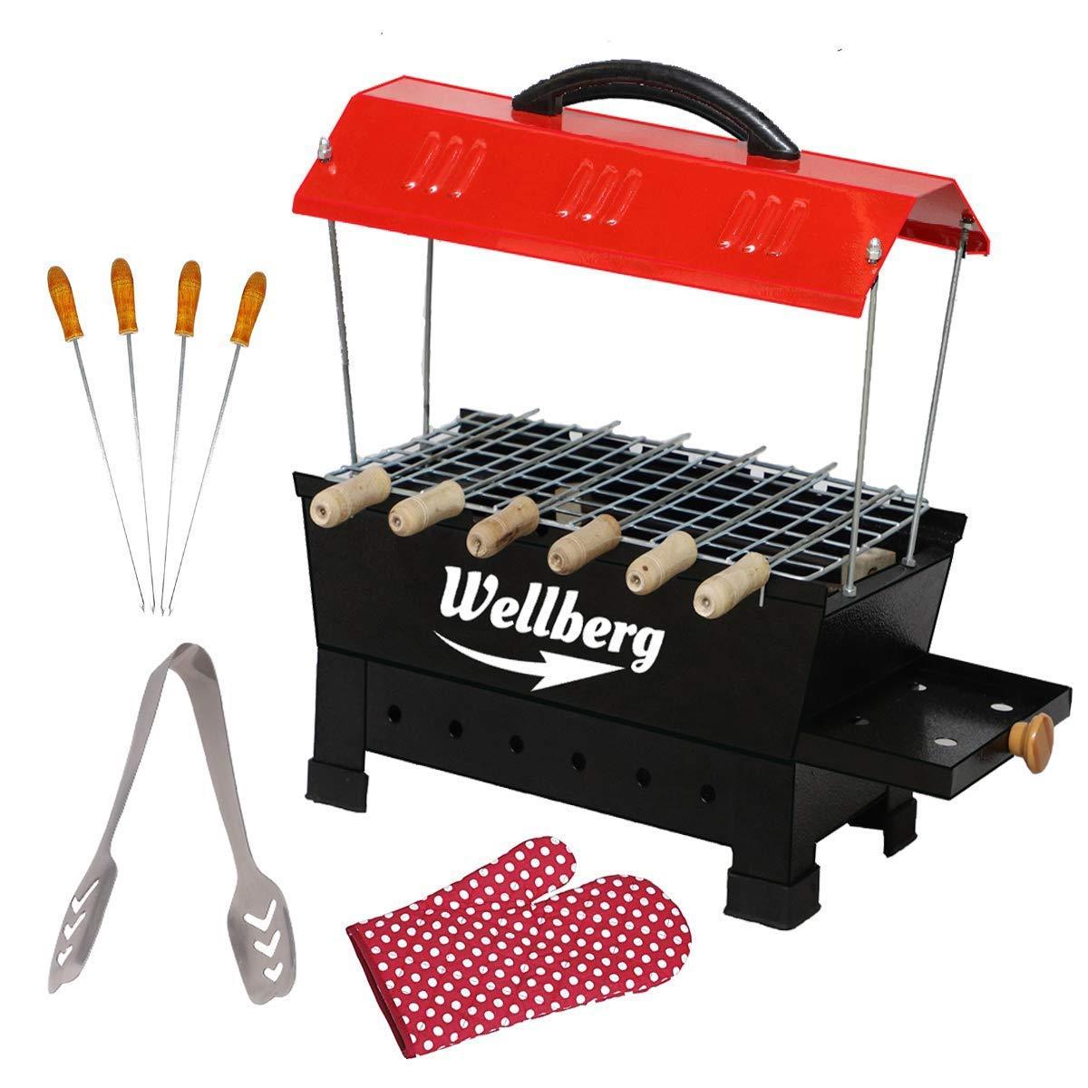 Wellberg Electric & Charcoal BBQ Grill | Tandoor Portable charcoal Barbecue | Stainless Steel Grill | - WELLBERG
