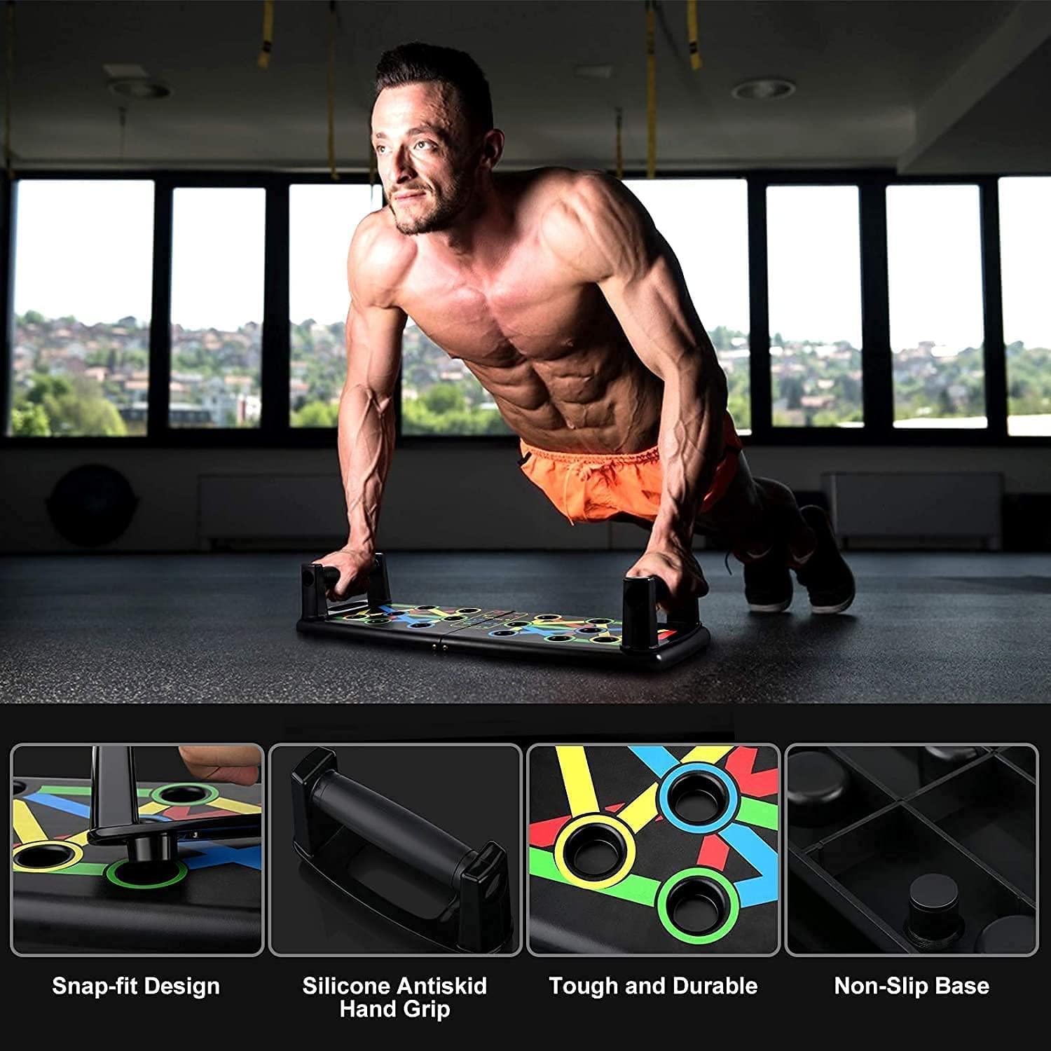 Wellberg Portable Push Up Board | Body Building Exercise Tools | Chest Triceps | 14 in 1 Multi-Function Pushup Bracket Rack Dips Stand Body | Push Up Equipment For Men Women - WELLBERG