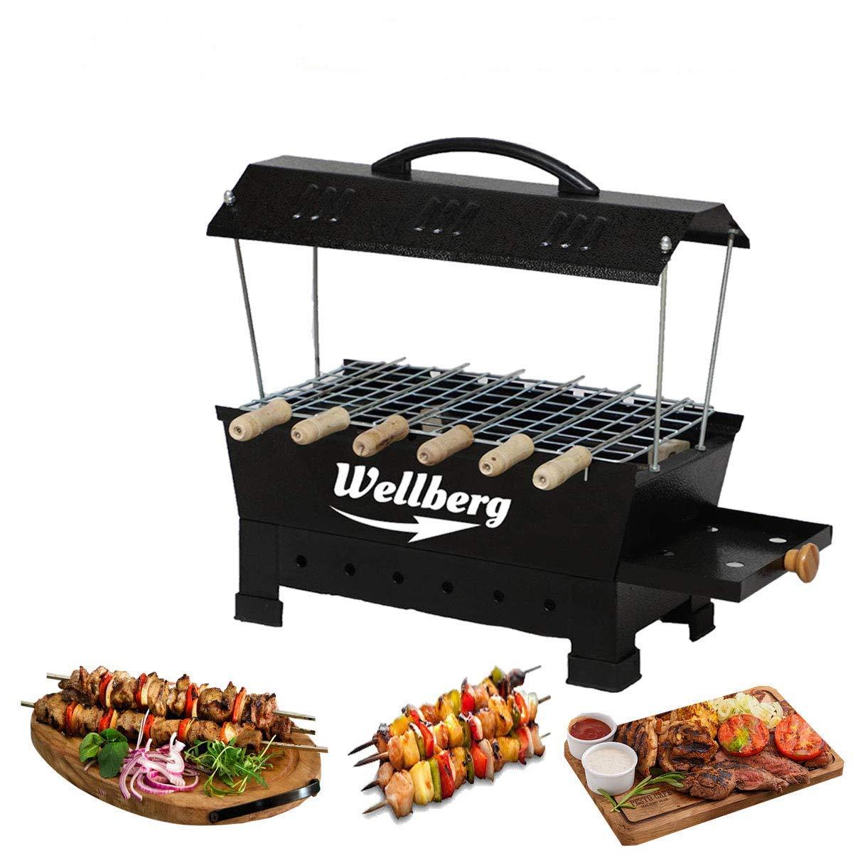 Wellberg Electric & Charcoal BBQ Grill | Tandoor Portable charcoal Barbecue | Stainless Steel Grill | - WELLBERG