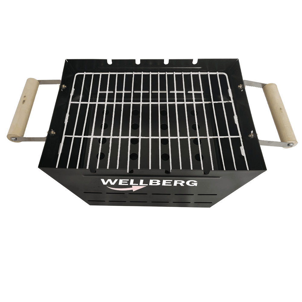 Wellberg Charcoal Grill Barbecue, Metal Leg with 4 Skewers - WELLBERG