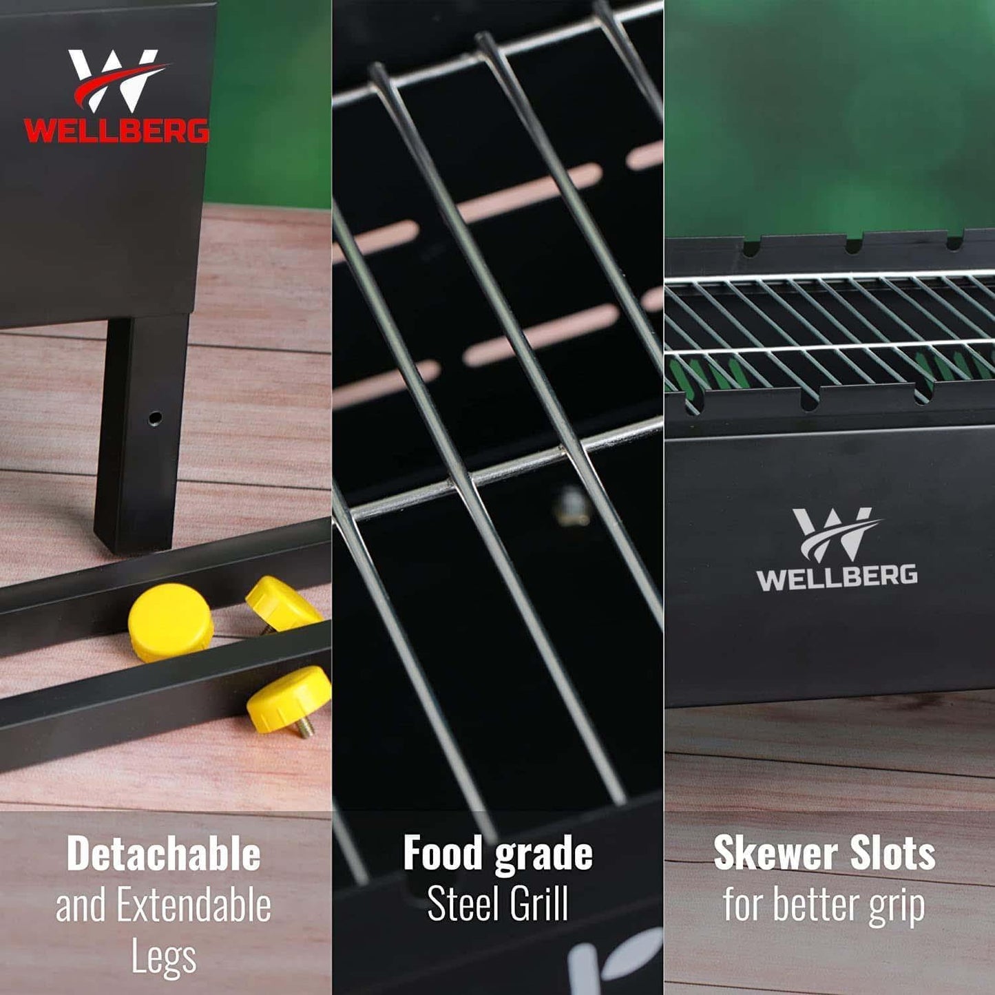 Wellberg Premium XL Charcoal Barbeque Grill With 8 Skewers - WELLBERG